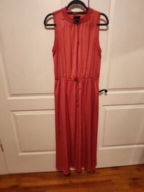 Cynthia Rowley Sleeveless Coral Maxi Dress with Drawstring Waist